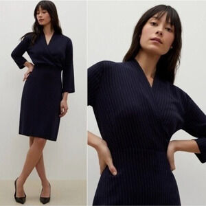 MM Lafleur Niko 2.0 Dress 4 Stripe Navy Blue Academia Office Career M.M. Sheath